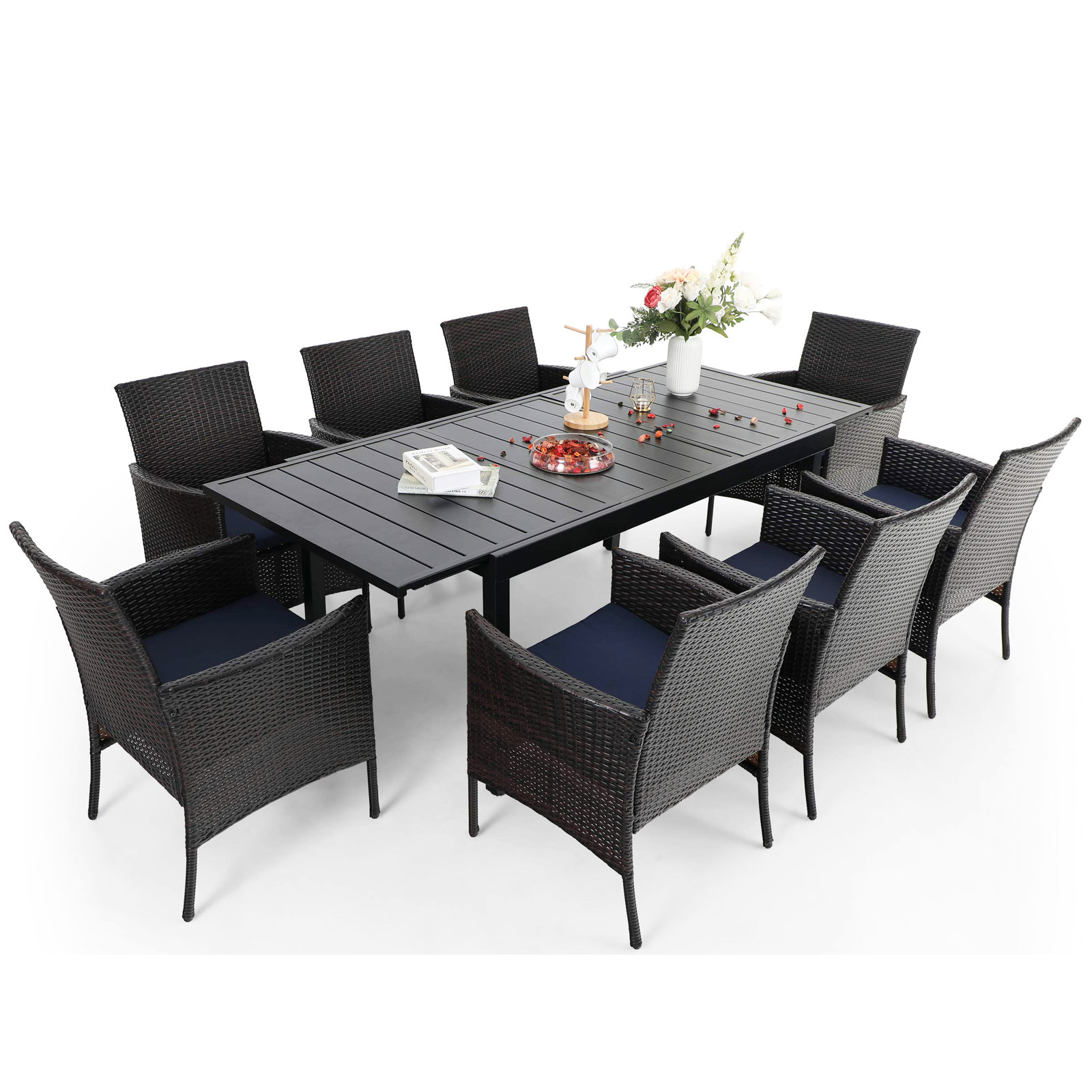 Lark Manor Milnor Rectangular 8 - Person Outdoor Dining Set with Cushions & Reviews Lark Manor Milnor Rectangular 8 - Person Outdoor Dining Set with Cushions & Reviews